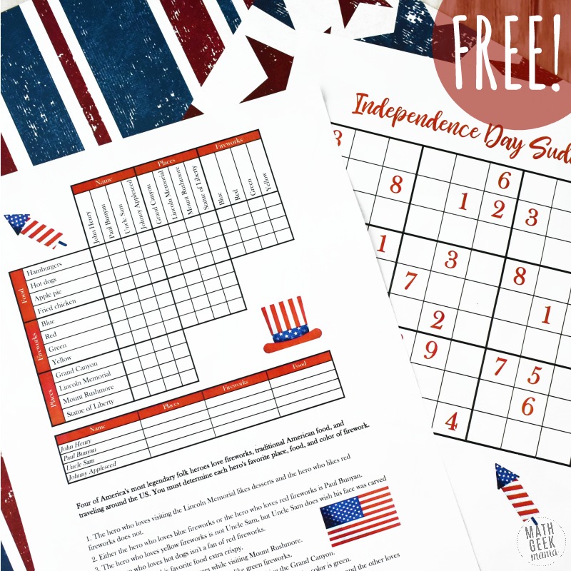 Want something to keep the whole family entertained while you're waiting for fireworks to start? Why not try out this fun set of 4th of July Logic Puzzles! These are great critical thinking challenges for kids ages 9 and up, and will give everyone a unique challenge as you celebrate the 4th. 