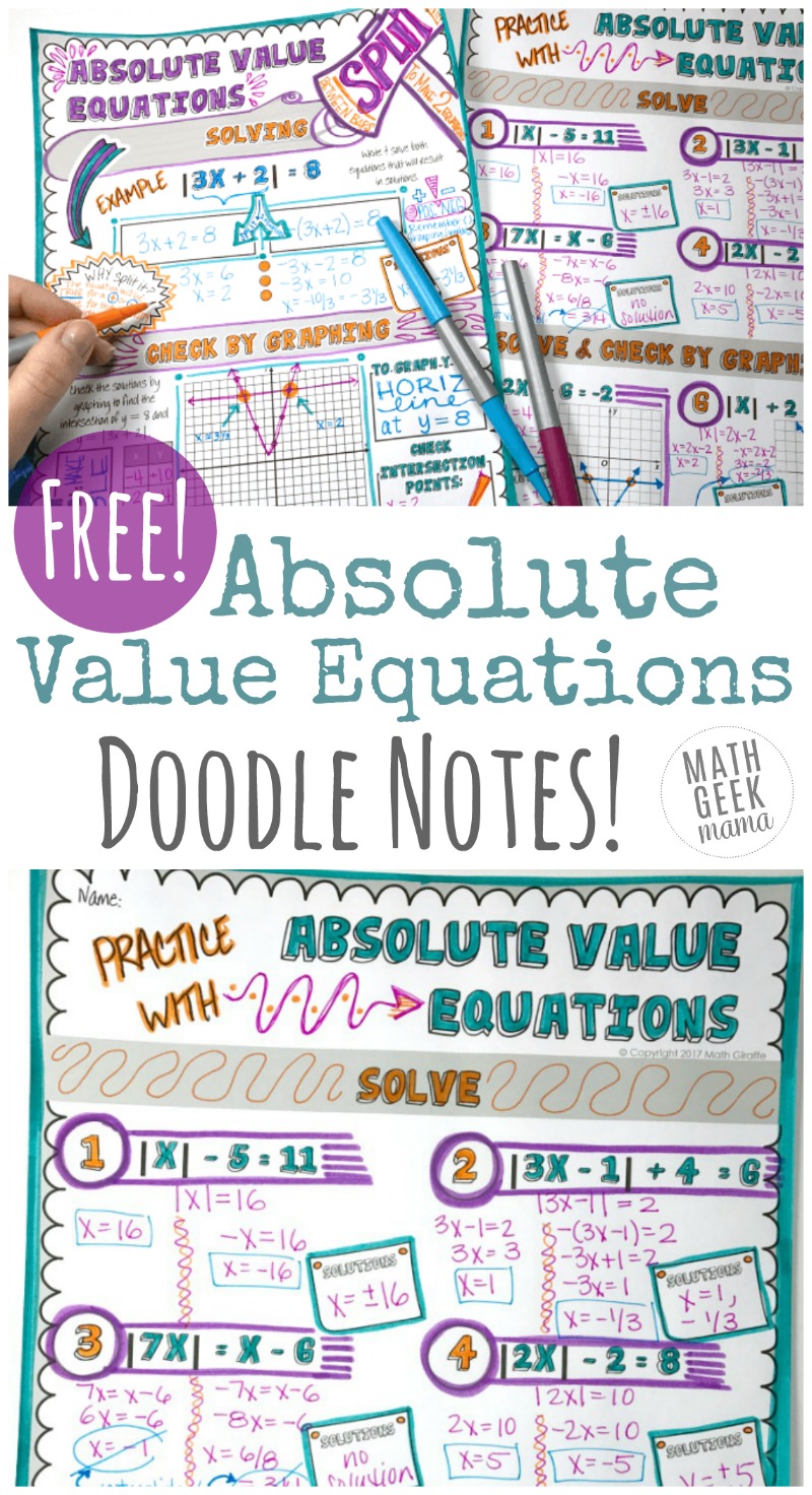 This set of doodle notes pages is a great way to teach and explore absolute value with your students. Allowing them to get creative with their note taking will help with retention!