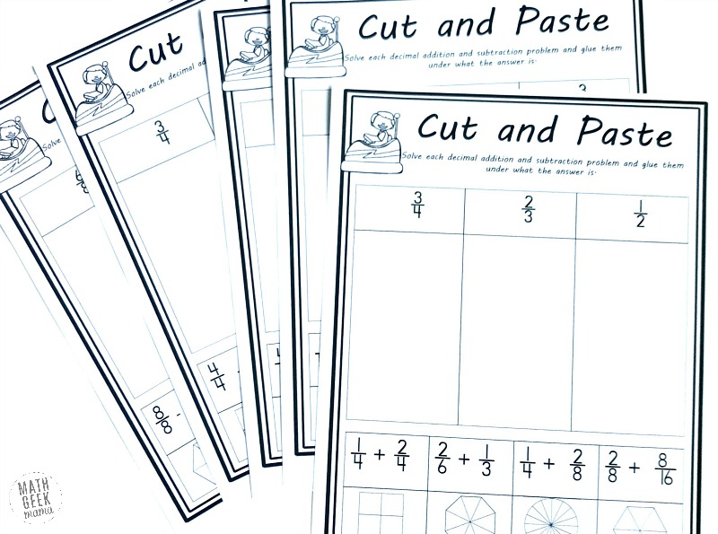 Do your kids need extra practice with fractions? This add & subtract fractions activity is a great way to incorporate visual models with fraction operations. Plus, it helps kids practice simplifying fractions as well, as they have to determine the right place to glue their solution! 