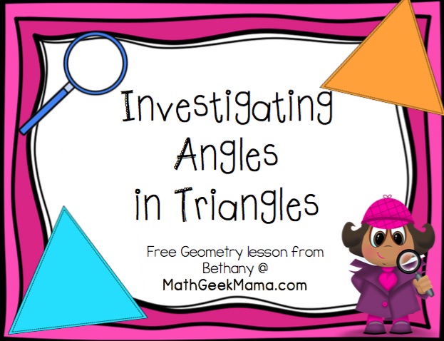 These hands on geometry lessons are such a great way to help kids see the relationship between the interior and exterior angles in triangles! This free download is simple to use and includes teaching tips and an answer key!