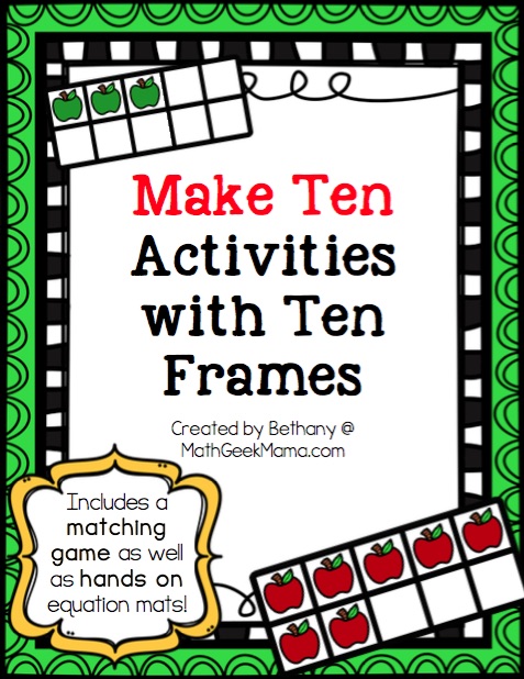 This set of apple ten frame games is the perfect way to help your kids learn to make ten! Adorable for fall or your apple unit, these hands on math activities will help develop number sense and help kids learn number bonds of ten. 