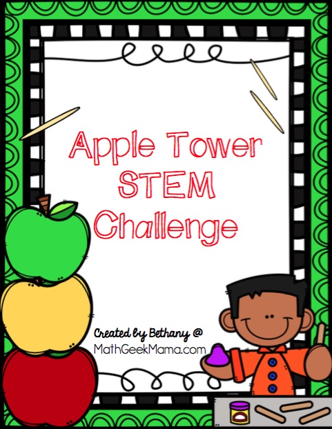 This fun apple STEM challenge will excite your kids. It's perfect for back to school or fall or to use along with the book, "Ten Apples Up On Top!"