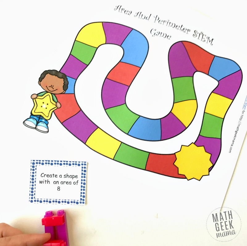 Looking for a new and engaging way to explore area and perimeter? Grab this FREE printable area and perimeter game to give your kids some fun, yet challenging hands on practice! All you need are some cuisinaire rods and you're ready to play. 