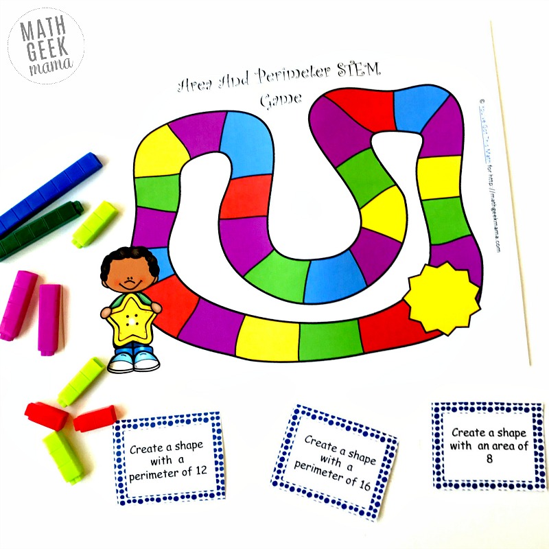 Looking for a new and engaging way to explore area and perimeter? Grab this FREE printable area and perimeter game to give your kids some fun, yet challenging hands on practice! All you need are some cuisinaire rods and you're ready to play. 