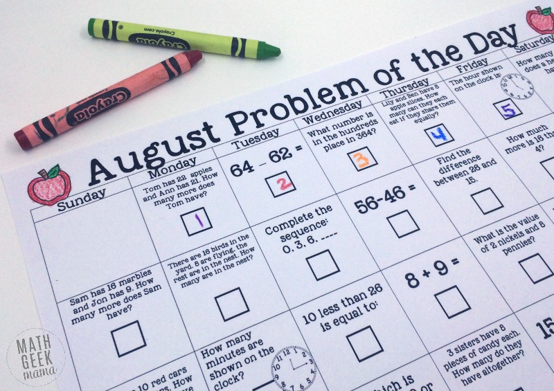 This cute set of math calendars is such a fun, simple and low prep way to weave in daily math practice! The August problem of the day calendar covers a wide variety of skills, and includes 2 versions for grades K-2 and 3-5.