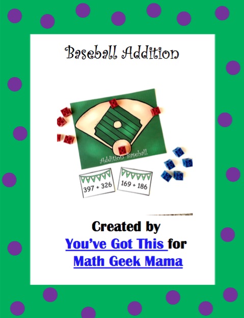 Need to work on adding large numbers? This baseball themed 3-digit addition game is such a fun way to practice skills, work on mental math or just get out of the normal routine. Perfect for your game time math center!