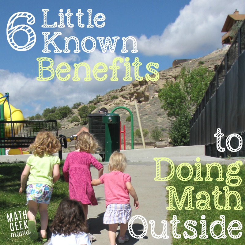 There are so many great reasons to take learning outside, especially math! I love this list of benefits and list of outdoor math ideas!