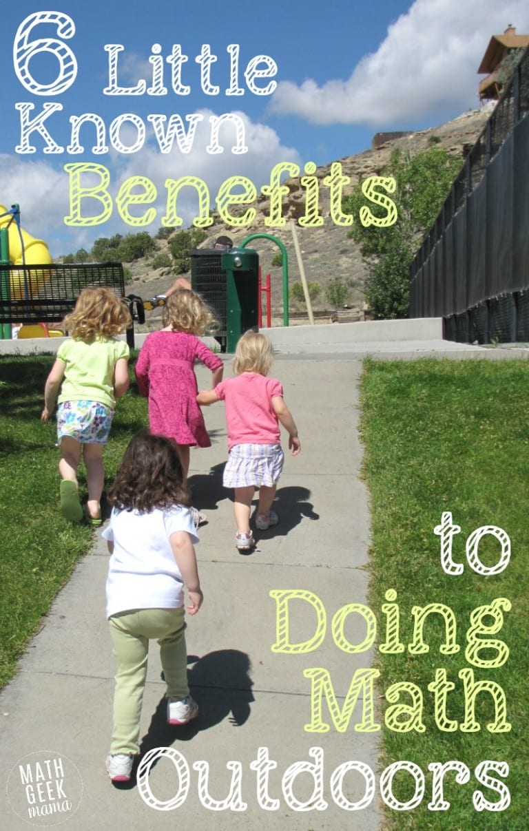 There are so many great reasons to take learning outside, especially math! I love this list of benefits and list of outdoor math ideas!