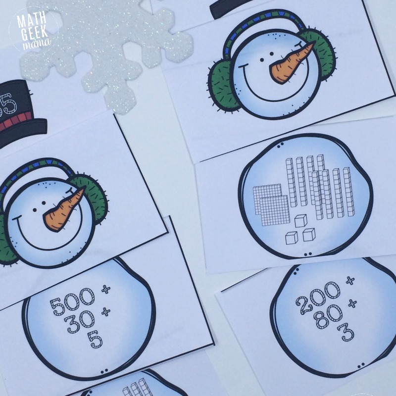 This fun and simple to use place value activity is perfect for a snowy day! Help your kids increase their understanding of expanded form and large numbers with these adorable snowmen. Just print and play!