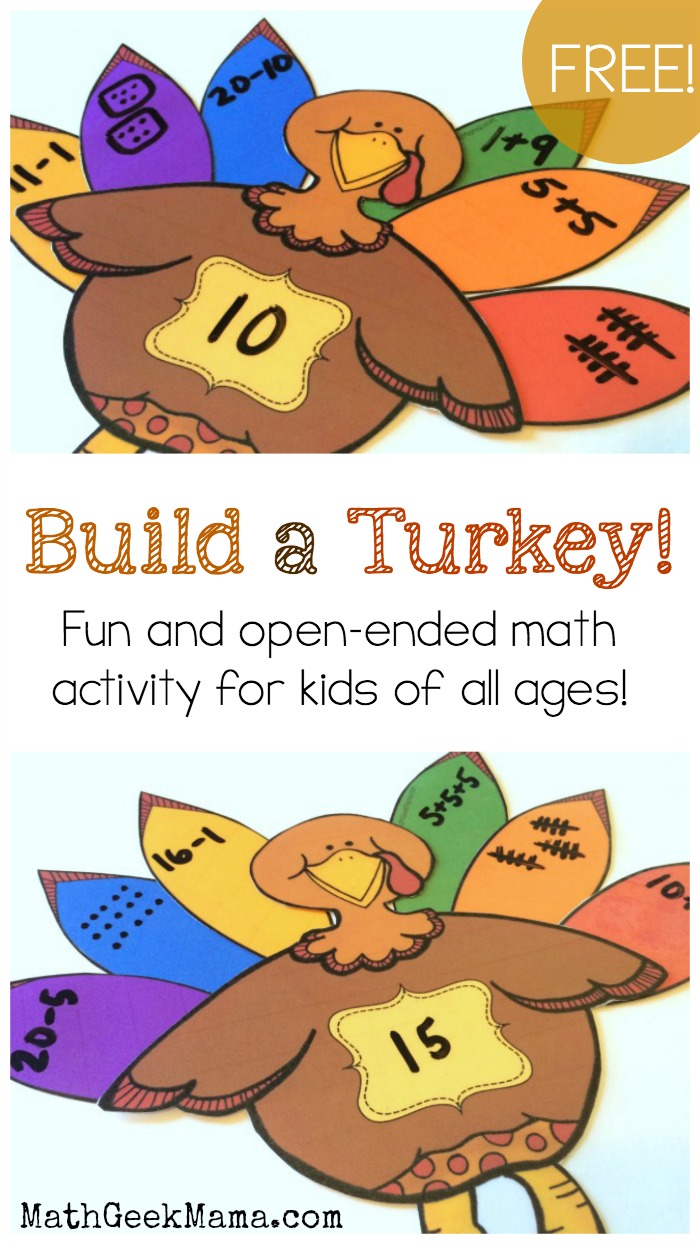 This fun, Thanksgiving themed math activity is such a great way to get kids thinking about numbers! The possibilities are endless so this can be used with kids of any age!