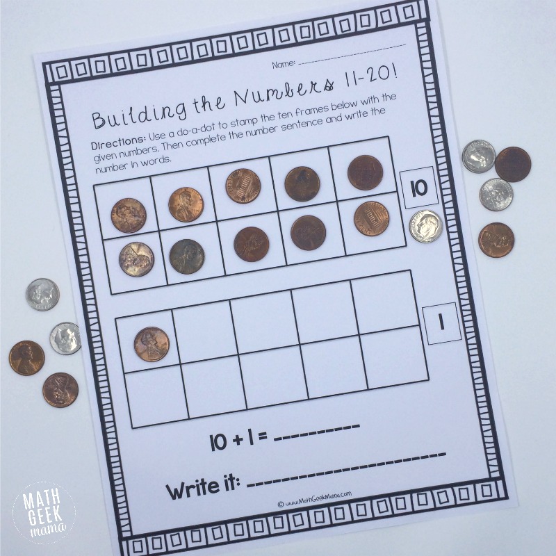Building the Numbers 11-20 {Free Printables!}