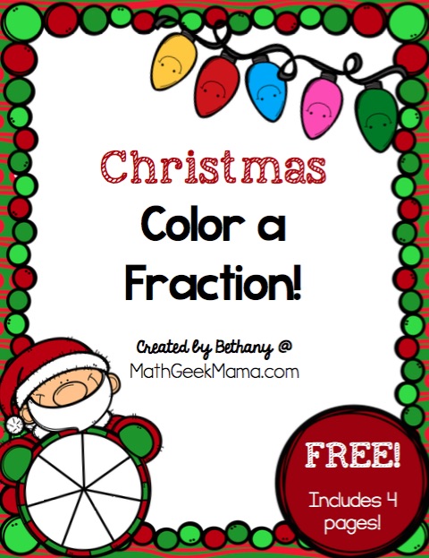Want a quick and easy way to reinforce fractions as well as equivalent fractions? This FREE set of "color a fraction" pages can be differentiated for various ages and stages and is a fun way to practice math this holiday season! 