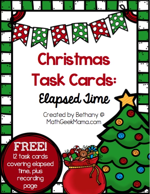 Practice time and elapsed time problems with these adorable Christmas themed task cards. Includes 12 cards with a recording page for answers. 