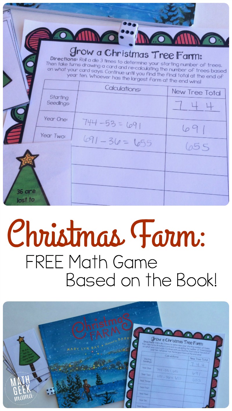 This beautiful Christmas book is a great way to explore math and science! Learn about growing trees, as well as working with large numbers with this fun and FREE printable game!
