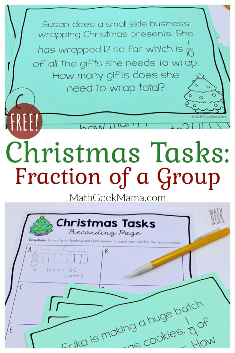 Christmas Tasks: Division with Unit Fractions & Whole Numbers