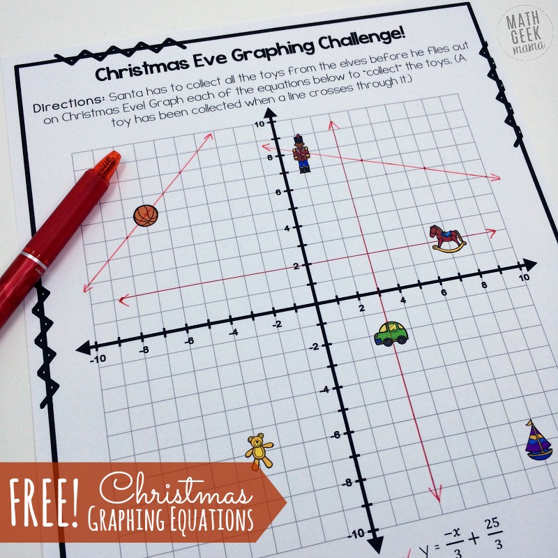 Looking for a fun and unique way to practice graphing linear equations this December? This simple and FREE challenge will help kids make sense of graphing and writing linear equations and challenge them in a fun, Christmas-themed way!