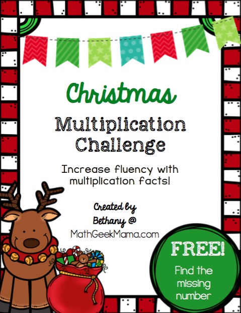Looking for a fun and unique way to practice multiplication facts this Christmas? This challenge requires kids to find the missing factor in a race between Rudolph and Santa. Who will win? Get your free copy (includes 3 different challenges) to find out!