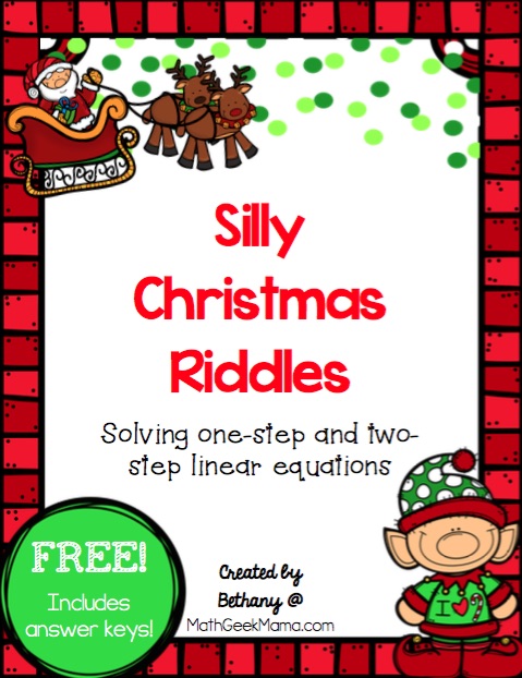 These adorable Christmas riddles are a fun way to practice solving linear equations. Includes 1 and 2-step equations as well as an answer key!
