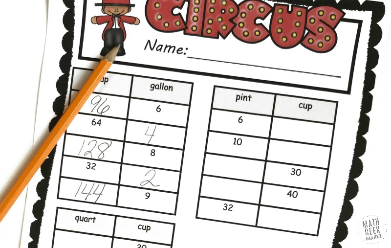 As kids practice measurement conversions with tables, they will strengthen all sorts of math skills. Plus, they will see equivalent measurements and be able to use inverse operations. 