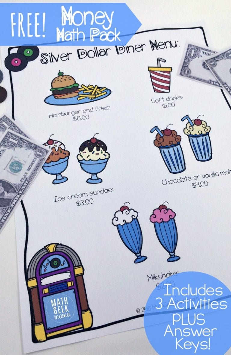 Silver Dollar Diner: FREE Money Math Pack