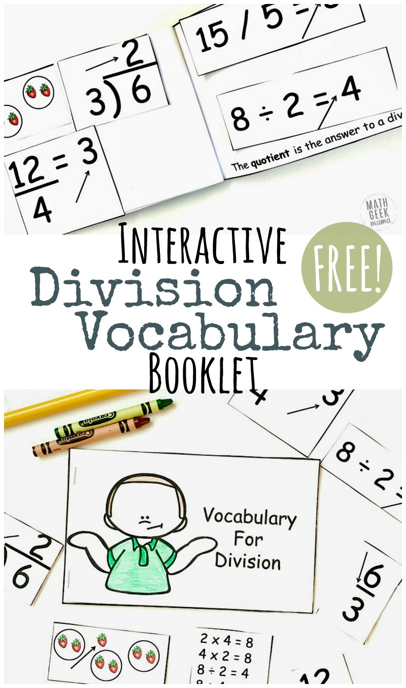 Do your students struggle with all the math specific vocabulary terms related to division? It's a mouthful! This fun, interactive division vocabulary booklet will help kids learn the terms, and give them a handy reference to go back to later. 