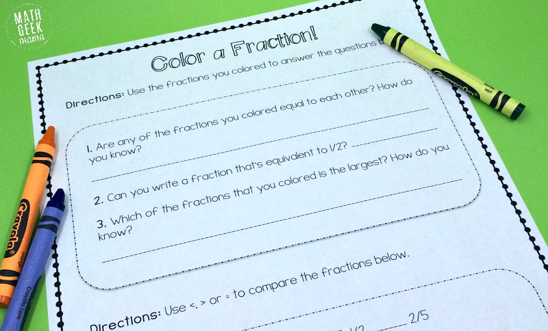 This fun printable pack is perfect for Earth Day! Several different FREE activities to help kids recognize fractions, compare fractions and equivalent fractions. 