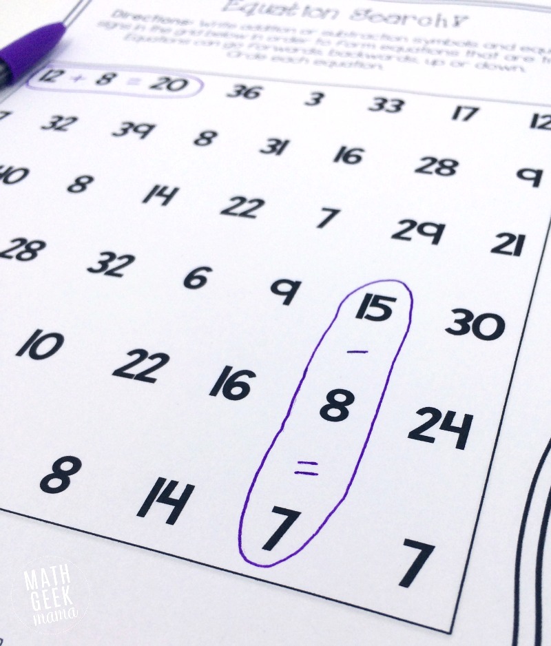 This set of addition and subtraction equation searches is a fun and unique way for kids to practice their math skills! This set focuses on addition and subtraction within 40, and is perfect for kindergarten and first grade.