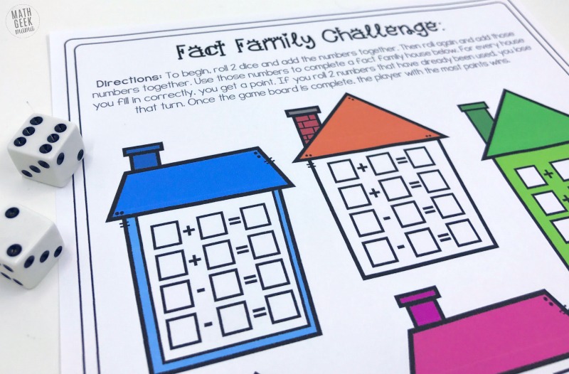 Help kids learn and explore addition and subtraction with these cute fact family game boards. There are so many variations, you can easily differentiate for individuals, small groups or play together as a class! Grab the whole set FREE from Math Geek Mama.