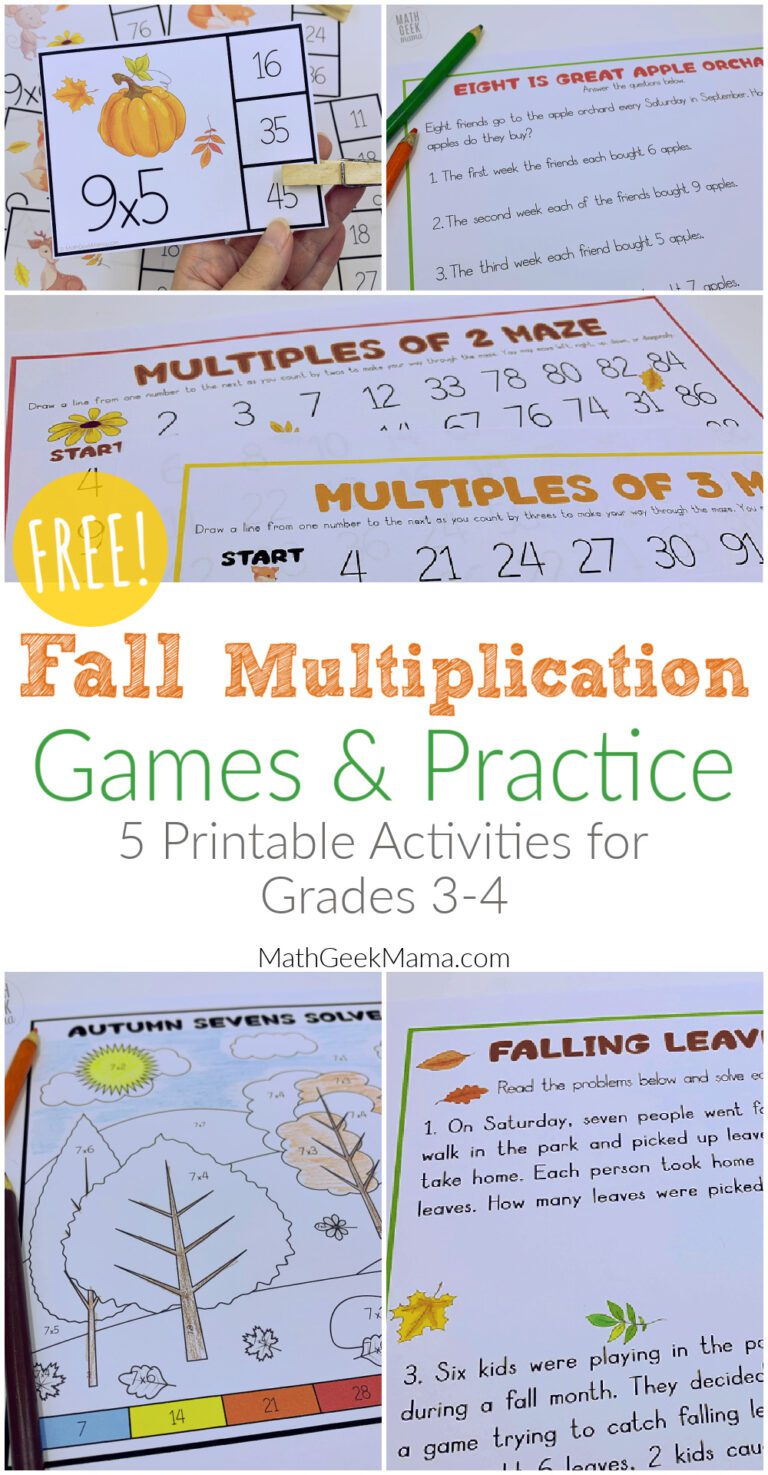 Fall Multiplication Games | Low-prep and FREE