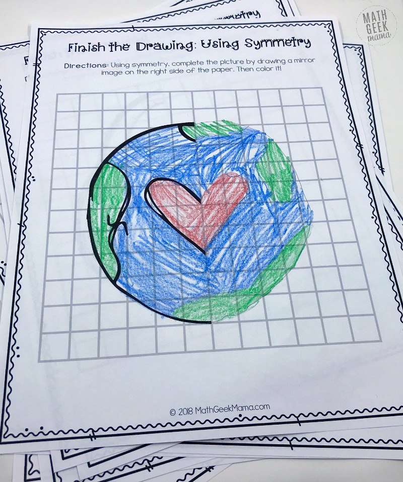 Looking for some extra symmetry practice? These finish the drawing pages are fun for kids of all ages and help deepen their understanding of symmetry. They also include grid lines to help kids be more precise.