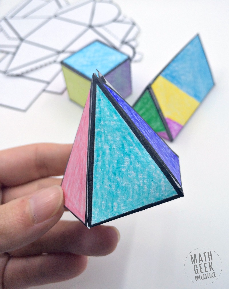 This easy to use printable set of foldable 3D shapes can be used for all sorts of math learning! Plus, let kids get creative and turn it into a math and art lesson in one!
