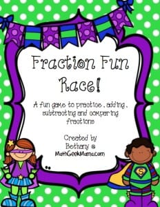 Fraction Race Game_Add Subtract and Compare