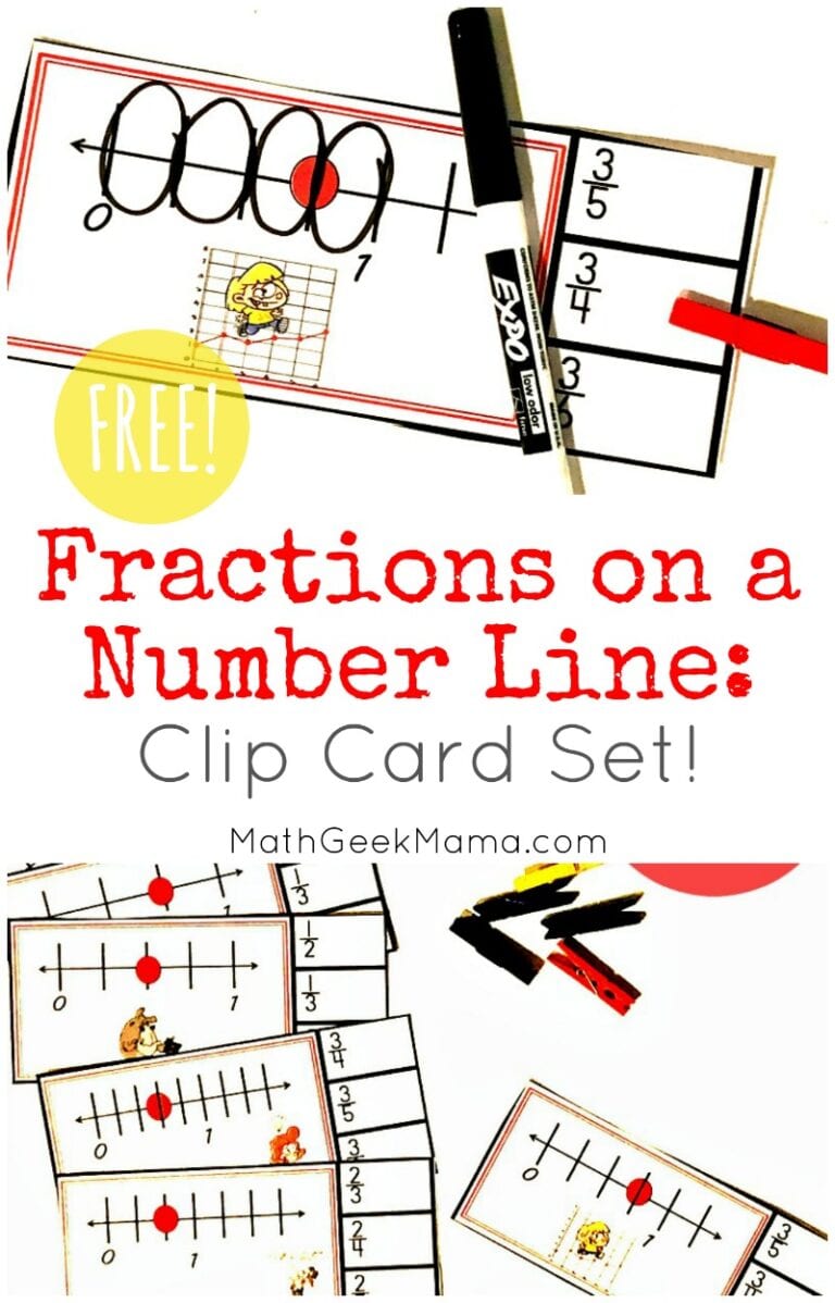 {FREE} Fractions on a Number Line Clip Cards