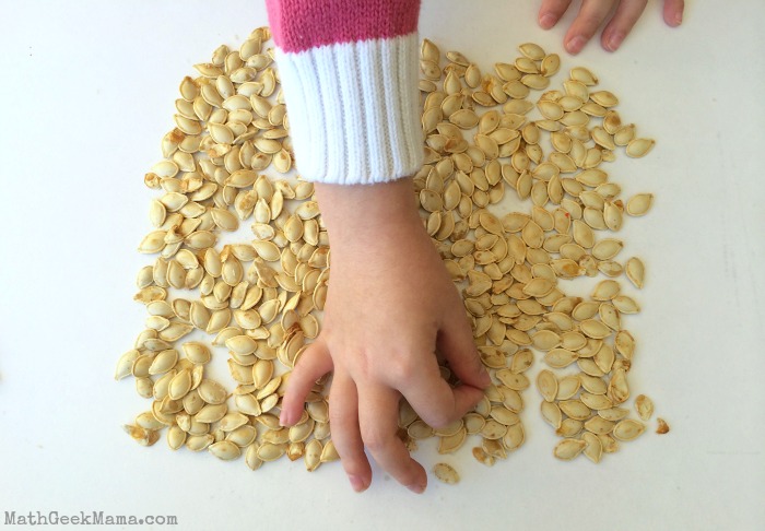 Estimating pumpkin seeds is a great hands-on math activity that really gets kids thinking about estimation and skip counting! Plus it's a great combination of math and literacy!