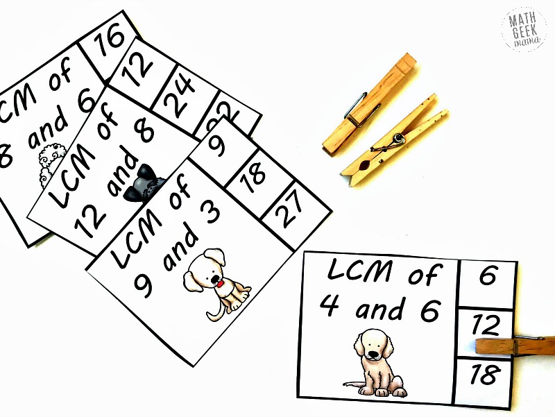 Provide some quick and easy least common multiple practice with this cute set of clip cards. This is such an important stepping stone skill, you'll want to be sure that kids are fluent and confident finding the LCM. 