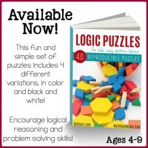 This awesome set of 40 hands on logic puzzles is a great way to get kids thinking and using their logical reasoning skills! Includes 4 different variations in color and black and white!
