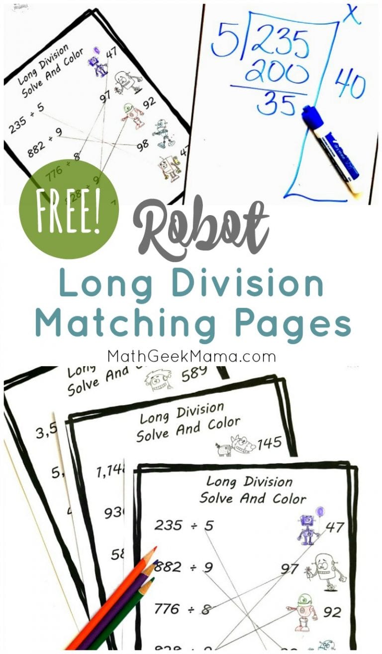 {FREE} Robot Long Division Practice for 4th Grade+