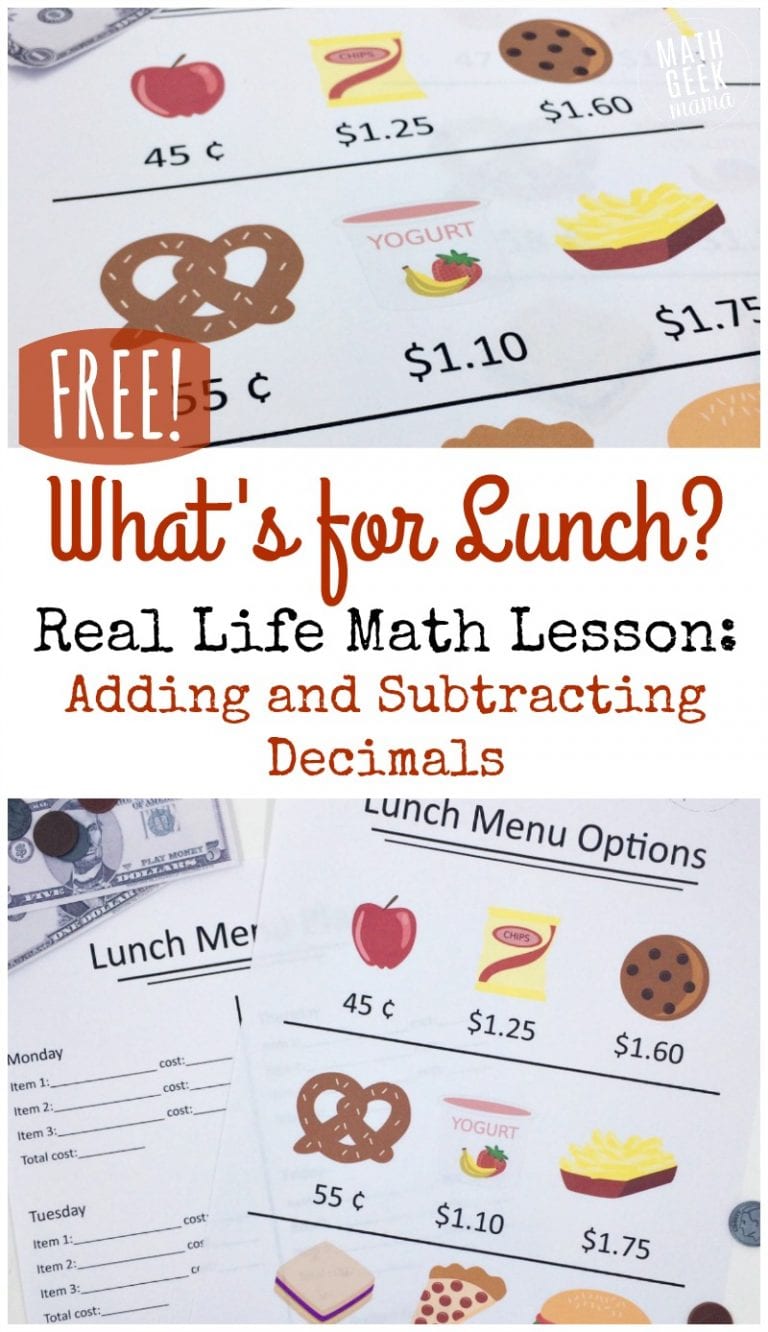 What’s For Lunch? An Engaging, Real Life Math Lesson {FREE}