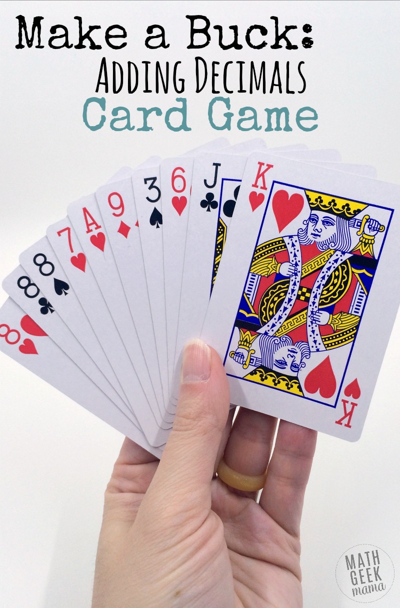 This super simple adding decimals game will give your kids lots of practice with adding decimals, as well as developing their problem solving and mental math skills. Plus, you'll love how easy it is to set up: all you need is a deck of cards!