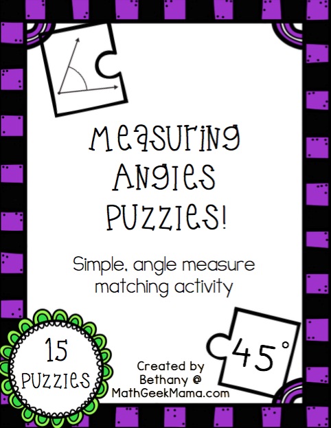 Want a fun and simple way to practice measuring angles with your 4th or 5th grader? They will love this fun set of puzzles! This measuring angles activity provides practice with a protractor and can then be used to sort and classify angles. Includes 15 FREE puzzles!