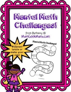 FREE mental math challenges to help kids practice important math skills!