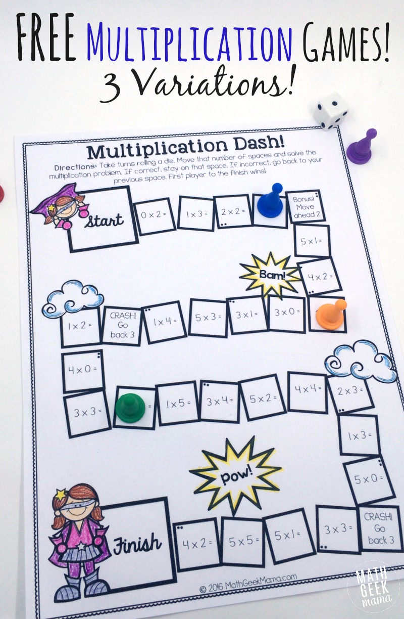 This adorable set of printable multiplication games is so easy to use-just print and play! And I love that there are different versions to help kids focus on specific multiplication skills! 