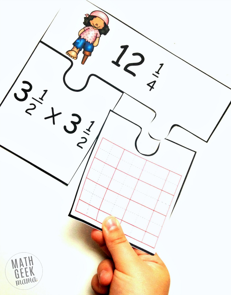 This fun and easy to use set of 10 puzzles is a great way to evaluate students' understanding! Or a fun multiplying fractions activity to use when you need extra practice. The visual model helps deepen students' understanding and the puzzles make it so much more fun than a worksheet. Click to learn more about multiplying mixed numbers. 