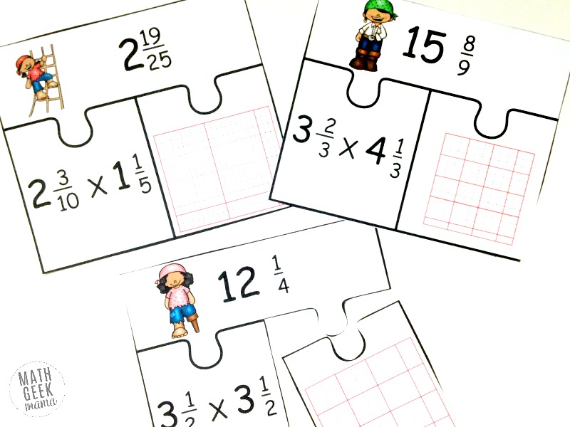 This fun and easy to use set of 10 puzzles is a great way to evaluate students' understanding! Or a fun multiplying fractions activity to use when you need extra practice. The visual model helps deepen students' understanding and the puzzles make it so much more fun than a worksheet. Click to learn more about multiplying mixed numbers. 