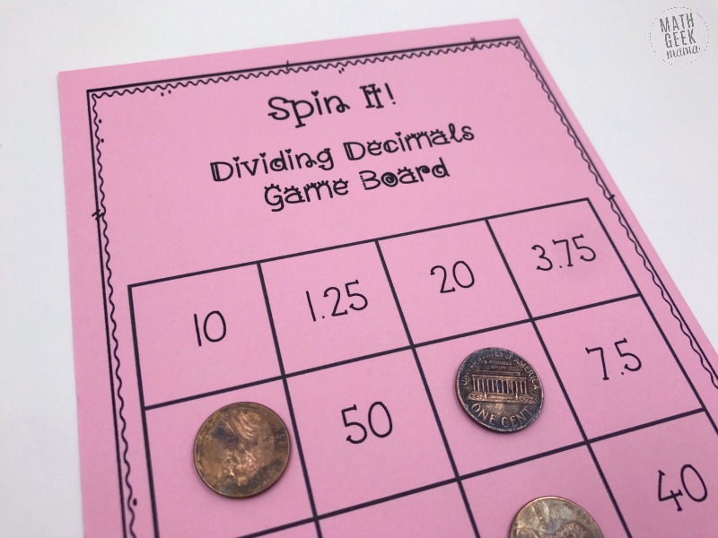 This game provides fun practice with decimals and is great for kids who love to use their fidget spinner! With this easy print and play game, kids will work on multiplying and dividing whole numbers with decimals. Plus, with blank game boards you can create even more variations!