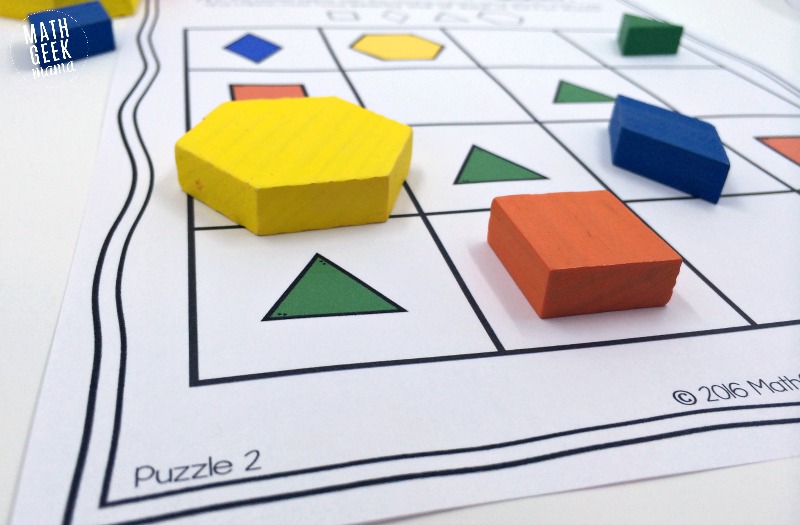 This set of interactive logic puzzles will have kids begging for more! Easy to use, these pattern block puzzles help kids think logically, while learning about shapes. Laminate to use over and over again!