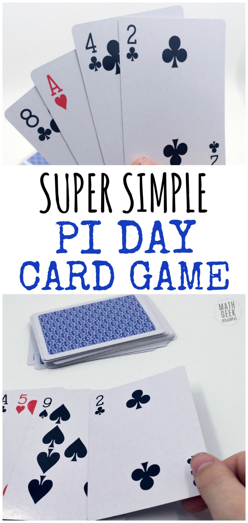 Want a super easy way to have fun with your kids on Pi Day? This Pi Day card game is great because kids of all ages can play together. Plus, there are variations to make it more challenging for older kids. Get excited about the number pi with this easy Pi Day game!
