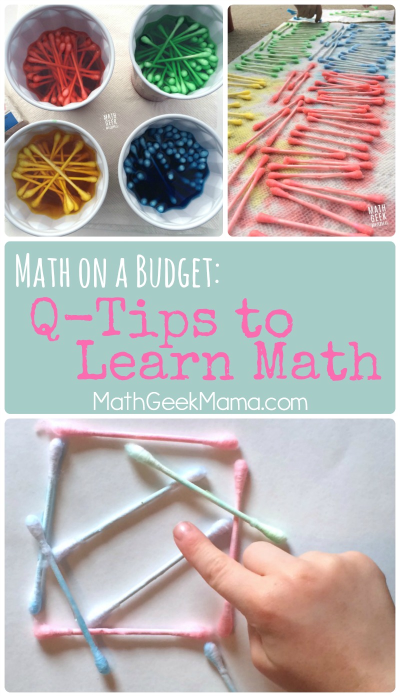 This looks so fun, and there are so many great ideas about how to use this super cheap math manipulative to learn all kinds of math concepts! Math with Q-Tips is so easy and versatile!