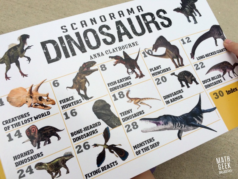If your kids love dinosaurs, they will have a blast with this measuring activity based on the Scanorama: Dinosaurs book from Solver Dolphin Books! Explore measurement, comparing numbers, graphing and more while learning cool facts about dinosaurs!