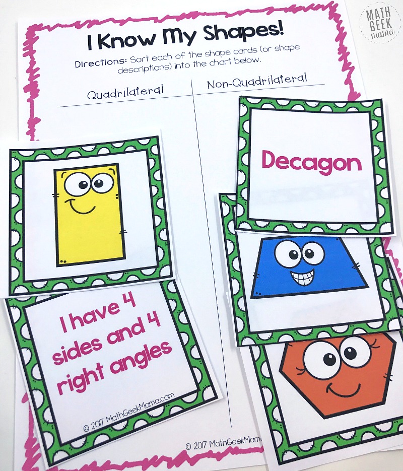 Want to introduce young ones to basic shapes? Or maybe you want to stretch and challenge older kids to learn more challenging shapes? Either way, this set of shape games for kids is low prep and can be used and adapted to play several different games with shapes and their attributes. Plus, it's compeltely FREE!.